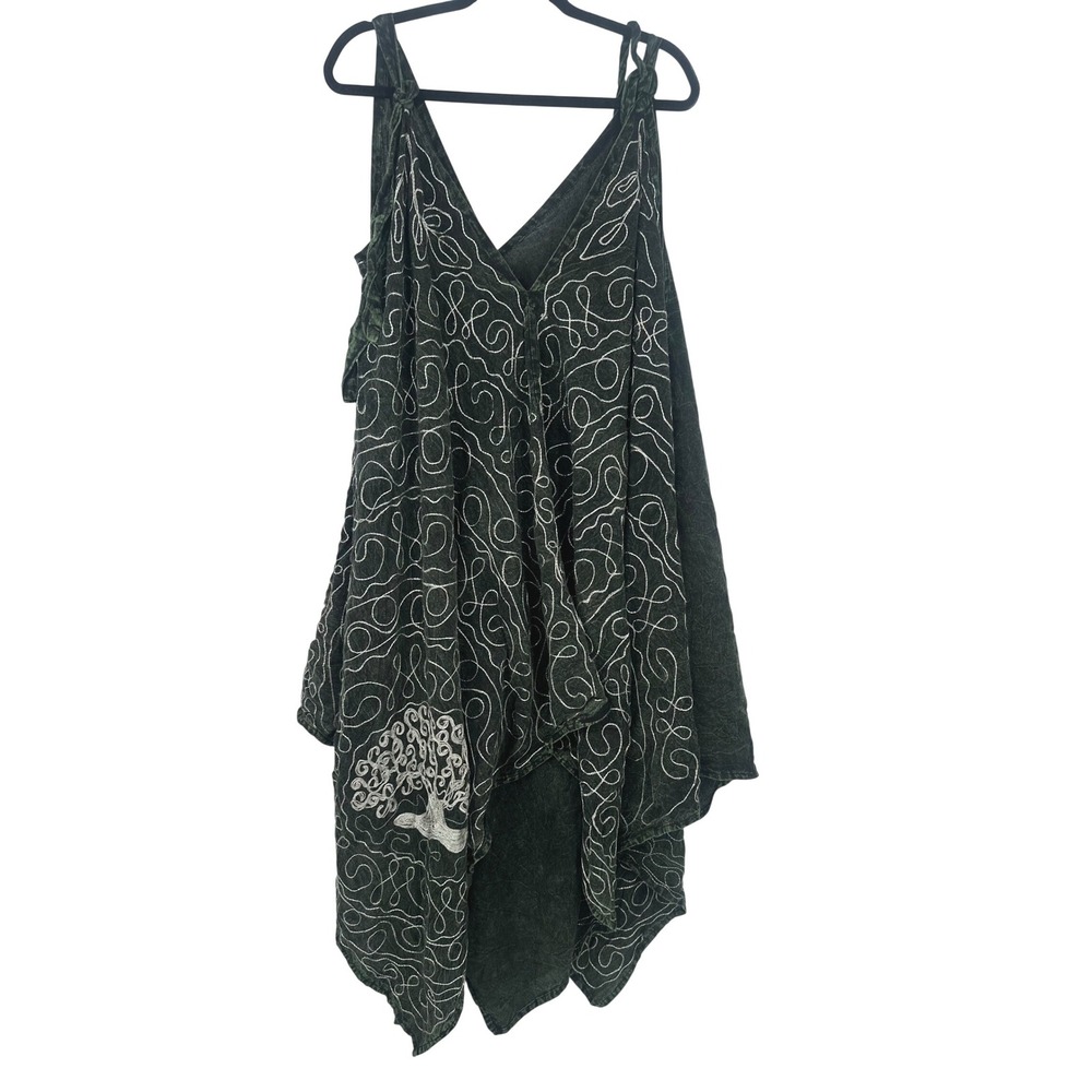 Dark Cottage Sharkbite Dress L/XL Green Boho Witchy Gothic Forest Fairy Grunge